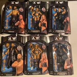 AEW Wrestling Action Figures Set with Purple and Black Outfits